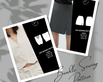 Waistcoat-Skirt Bundle PDF Sewing Pattern-Instant Download A4-Eu 34-52/Us 4-22/ Uk 6-24