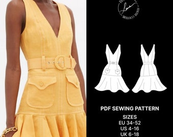 Patron de couture PDF de la robe Mango - Téléchargement instantané A4-Eu 34-52 / Us 4-22 / Uk 6-24