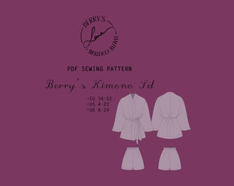 Berry's Kimono and Short Set PDF Sewing Pattern-Instant Download A4-Eu 34-52/Us 4-22/ Uk 6-24