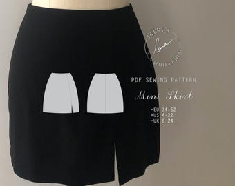 Mini Skirt PDF Sewing Pattern-Instant Download A4-Eu 34-52/Us 4-22/ Uk 6-24