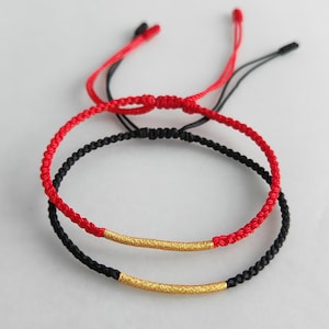 Adjustable Handmade Thin Red String Bracelet Minimalist Lucky Rope Bracelet for Men & Women Gift Hand woven Bracelet Nepal Tibetan knots