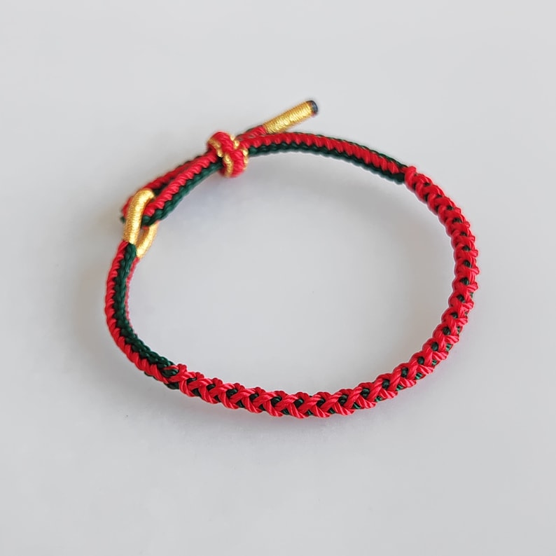 Handmade Woven buddhist bracelet braided red green String Friendship Tibetan Kont lovers Rope Bracelets For Women kids Mom Gift Wristband image 3