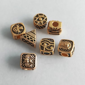 Egypt Totem Culture Totemism The Eye Of Horus Beads Ankh Tube Spacer Beads For Making Bracelet Men&#39;s Gift Bracelet Alluvial Gold Drum Beads