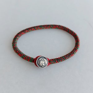 Waxed Waterproof Surf Bracelet 925 Sliver Elephant Buckle Resistant Wax Thread Braided Bracelet or Anklet Christmas Color Red Green Gift Mom