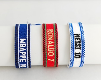 Soccer Fan Handmade Braided Woven Rope Bracelet Lionel Messi Bracelet 10 College Embroidered Game day tassel bracelet Ronaldo 7 Mbappe Gifts