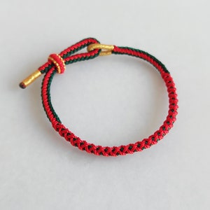 Handmade Woven buddhist bracelet braided red green String Friendship Tibetan Kont lovers Rope Bracelets For Women kids Mom Gift Wristband image 1