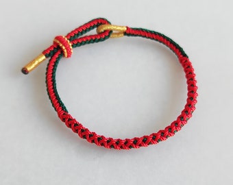 Bracelet bouddhiste tissé à la main tressé rouge vert chaîne amitié tibétain Kont amoureux corde Bracelet pour femmes enfants maman cadeau bracelet