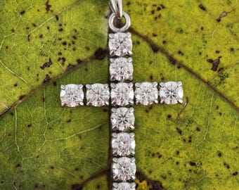4/5MM Moissanite Cross Pendant Necklace 316L Stainless Steel Chain D VVS Gifts for Women Men Passes Diamond Tester