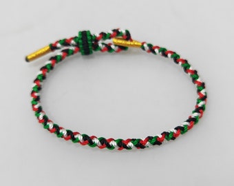 Pulsera Palestina Libre Tejida hecha a mano personalizada Cuerda de Nudo Trenzado Pulsera de bandera libre Pulsera Palestina de Gaza Regalo Verde Rojo para las mujeres