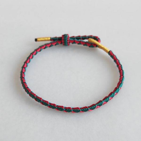 Woven and braided Friendship bracelet lovers handmade red green bracelet for women men Buddhist Tibetan rope knot Bracelet Wristband Anklet