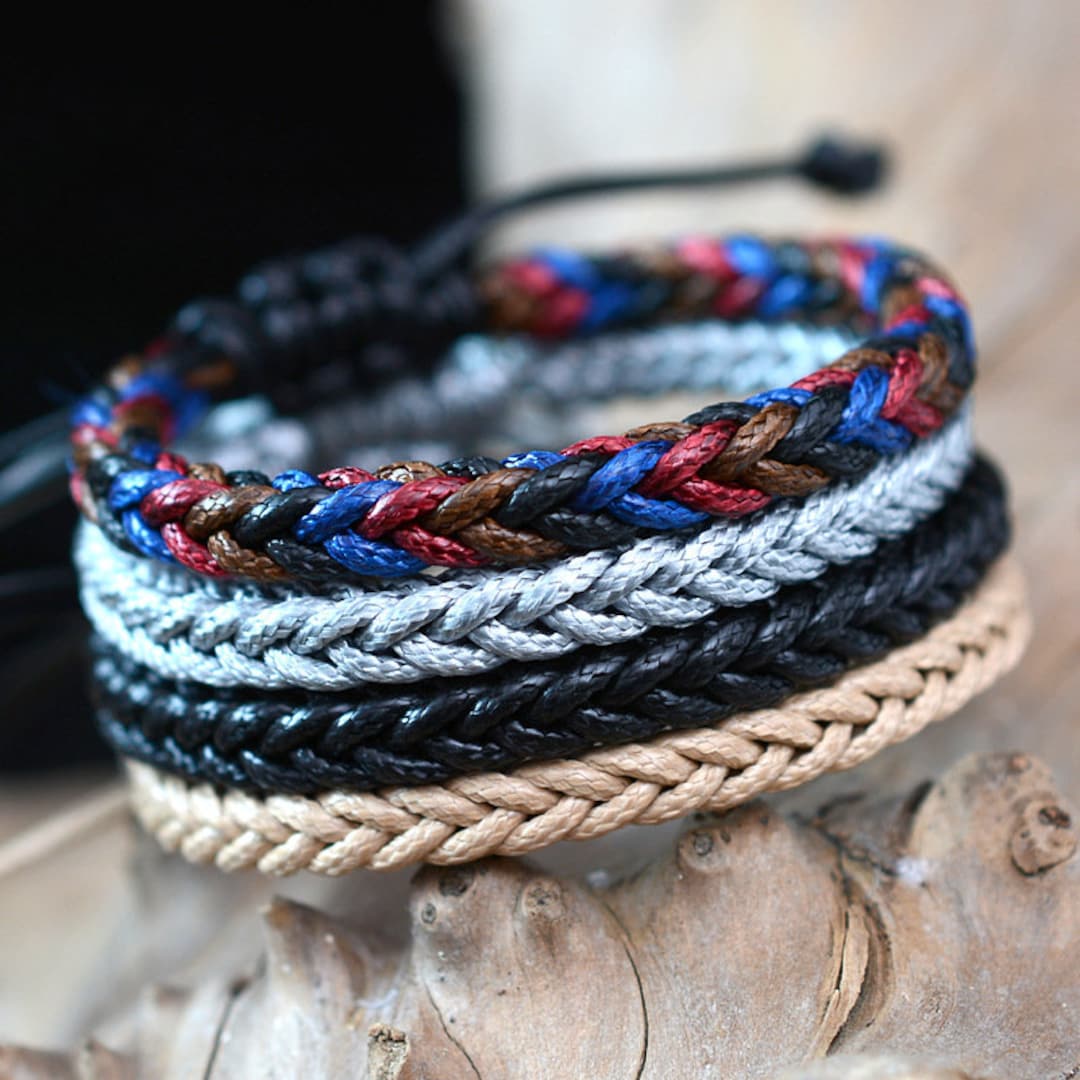 Fishtail Rope Handmade Surfer Waterproof Braided Friendship Bracelet Fishtail Rope ...