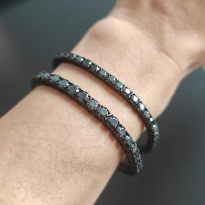 4-5mm Black Moissanite Diamond Tennis Bracelet for Women Mens bracelet, Black 316 Stainless Steel Cuban Chain Gifts birthday anniversary