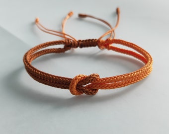 Woven braided friendship bracelet Tibetan Buddhist Infinity Love Knot Bracelet, Sister Mother Gift Lucky Rope Brown Bracelets For Women men