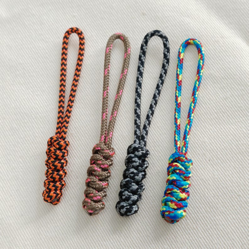 Bag Zipper Packing Rope 4pcs Handwoven Paracord Zipper Pull Rope Ends Lock Zipper Tab ...