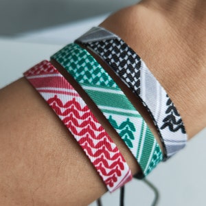Palestijnse Keffiyeh-armband gevlochten verstelbare armband, Palestijns-Arabische Kufiyah-sjaalarmband heren dames verkrijgbaar in zwart, rood, groen