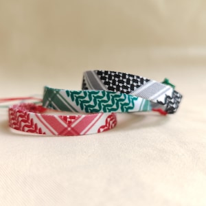 Handmade Woven Keffiyeh Bracelets Braided Adjustable Palestinian Kufiyah Wristband Traditional keffiyeh Palestine bracelet Arabic Jewelry