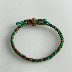 Country Flag Bracelet Handmade Woven Braided Biafran flag colors Bracelet Green rend black string bracelet Gift for Her