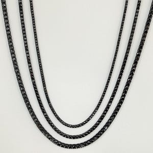 4/5mm Black Moissanite Tennis Chain Necklace Men, Iced Out 316L Stainless Steel Diamond Choker Wedding Necklace, Bridal Gift for Her image 1