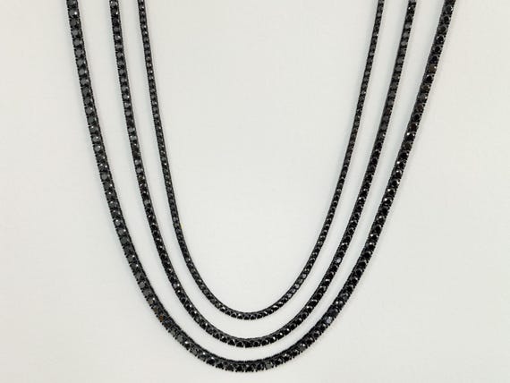 4/5mm Black Moissanite Tennis Chain Necklace Men, Iced Out 316L Stainless Steel Diamond Choker Wedding Necklace, Bridal Gift for Her
