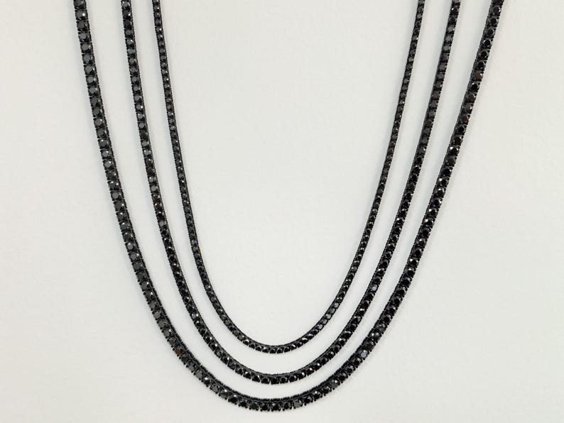 4/5mm Black Moissanite Tennis Chain Necklace Men, Iced Out 316L Stainless Steel Diamond Choker Wedding Necklace, Bridal Gift for Her image 1