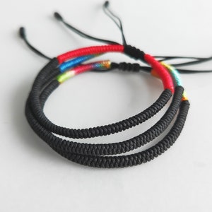 Minimalist Hand woven Bracelet Happiness Tibetan Buddhist Handmade Lucky Rope Knots Bracelet Woven Yoga Mens & Womens Bracelet or Anklet