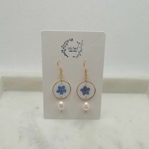 Gold Forget Me Not Resin Earrings