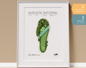 Decorazione da golf / Poster da golf Augusta National Hole 12 Stampa del campo da golf, Regali da golf per uomini e donne, The Masters Amen Corner, Mappa del campo da golf