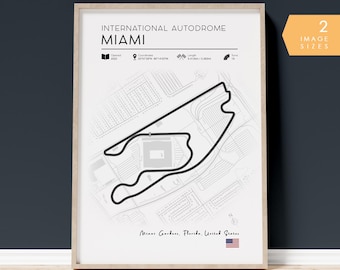 Póster del circuito del Gran Premio de Fórmula 1 de Miami, arte mural de F1, póster de pista de F1, regalo de Fórmula 1, mapa imprimible del circuito de Fórmula 1 de Miami, EE. UU.