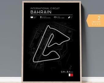 Formula 1 Bahrain Circuit Print, Black F1 Wall Art Decor, F1 Race Poster, Formula One Fathers Day Gift, Formule 1 Track Poster, F1 Wallart
