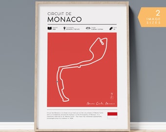 Plakat Formuły 1, Grand Prix Monako F1 Circuit Printable, Dekoracja ścienna F1, Prezent Formuły 1 na Dzień Ojca, Wydruk toru Formuły 1