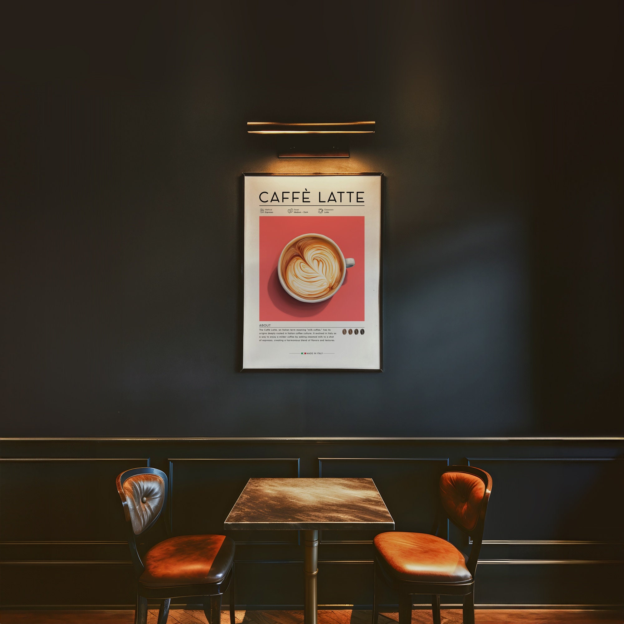 Cafe Latte Print Coffee Print, Italian Coffee Print, Retro Coffee