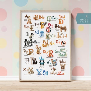 Cartel del alfabeto de animales australianos / Cartel ABC para niños, decoración de vivero del alfabeto animal A-Z, impresión del alfabeto para niños, arte de pared de descarga digital