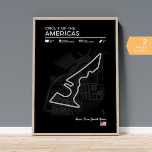 Formule 1 Circuit of the Americas afdrukbare muurkunst decor, poster F1 race, Formule 1-cadeau, afdrukbare circuitkaart Formule 1, F1 Wallart