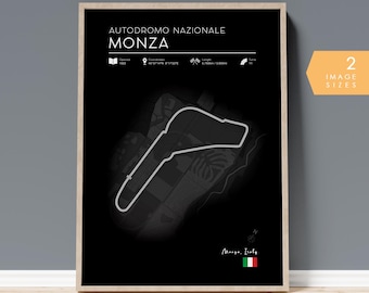 F1 Wall Art Monza Circuit Poster, Black F1 Track Poster Print, Formula One Gift, Printable Formule 1 Circuit Map, F1 Race Track Wallart