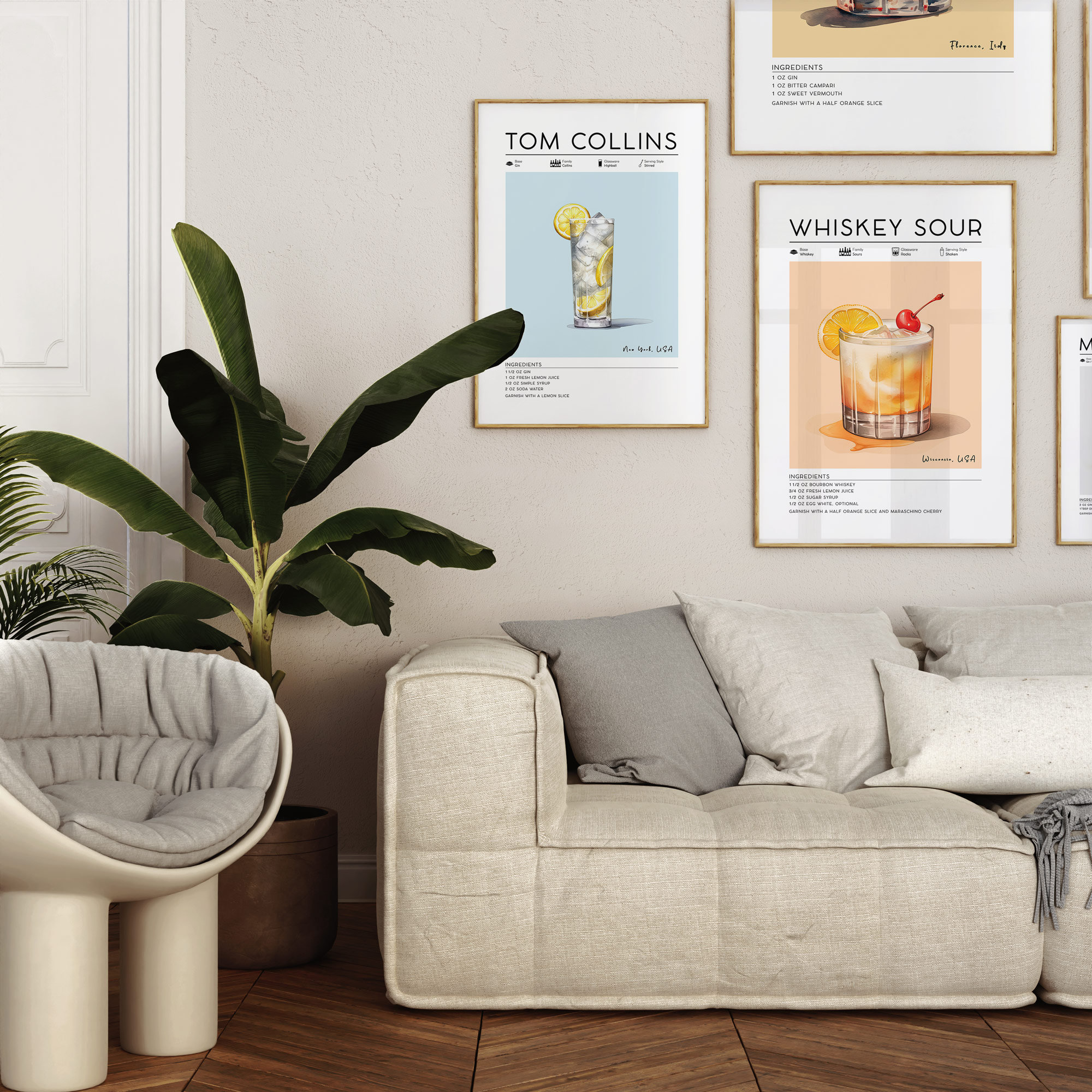 Cocktail Print Set of 12 | Bar Cart Wall Art, Drink Recipe Posters