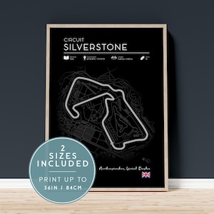 Formula 1 Silverstone Circuit Poster, F1 Wall Art, Black F1 Track Poster, Formula One Gift, Printable Formule 1 Silverstone Race Track Map
