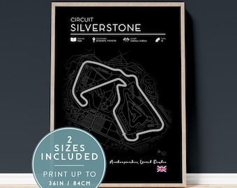 Formula 1 Silverstone Circuit Poster, F1 Wall Art, Black F1 Track Poster, Formula One Gift, Printable Formule 1 Silverstone Race Track Map
