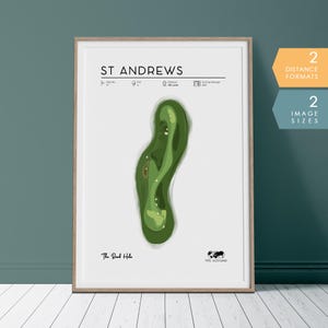 affiche de terrain de golf de St Andrews | Cadeaux de golf pour hommes et femmes, carte du parcours de golf ouvert, décoration de golf, impression de carte de golf, affiche de trou de golf