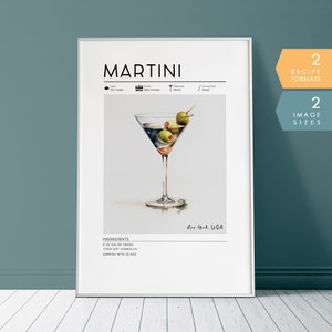 Martini Cocktail Print | Minimalist Cocktail Art, Martini Bar Print, Alcohol Print, Bar Cart Decor, Digital Download PRINTABLE Bar Cart Art