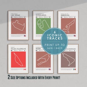 Formula 1 Wall Art, Set of 6 Americas F1 Circuit Posters, Formula One Gift for Racing Fans, F1 Wallart, Race Track Prints, F1 Print Bundle