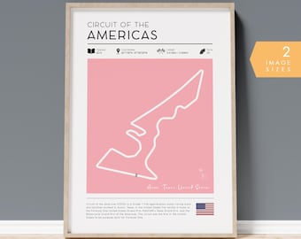 Formula 1 Wall Art, Circuit of the Americas F1 Track Printable, F1 Poster Decor, F1 Gift for Fathers Day, Formula One Race Track Print