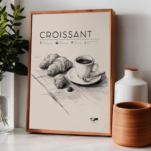 Croissant Poster - Französisches Essen - Reiseinspirierte Food Art - Moderne Küchendekoration - Reisekunst - Retro Küchendruck