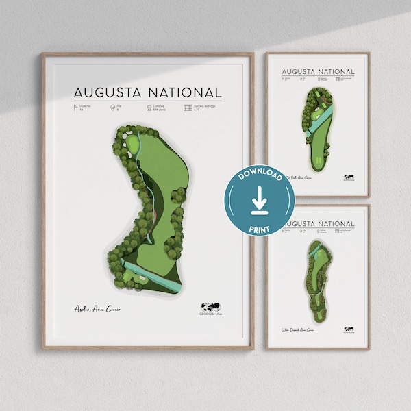 Golf Gifts for Men and Women | Set of 3 Golf Prints, Augusta National Amen Corner, Golf Posters, The Masters, Golf Decor, Golf Course Prints