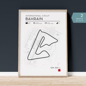 Formule 1-race poster Grand Prix van Bahrein, F1 race poster afdrukbare muurkunst, Formule 1-racebaan cadeau, Formule 1 moderne motorsport decor