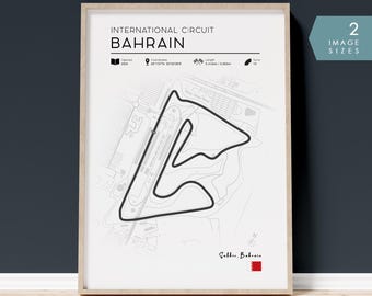 Formula 1 Track Poster Bahrain Grand Prix, F1 Race Poster Printable Wall Art, Formula One Race track Gift, Formule 1 Modern Motorsport Decor