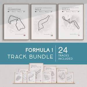 2025 F1 Strecke Poster, Formel 1 Wandkunst Poster Bundle, F1 Rennstrecke druckbares Dekor, Formel 1 Geschenk, Silverstone UK, Circle De Monaco