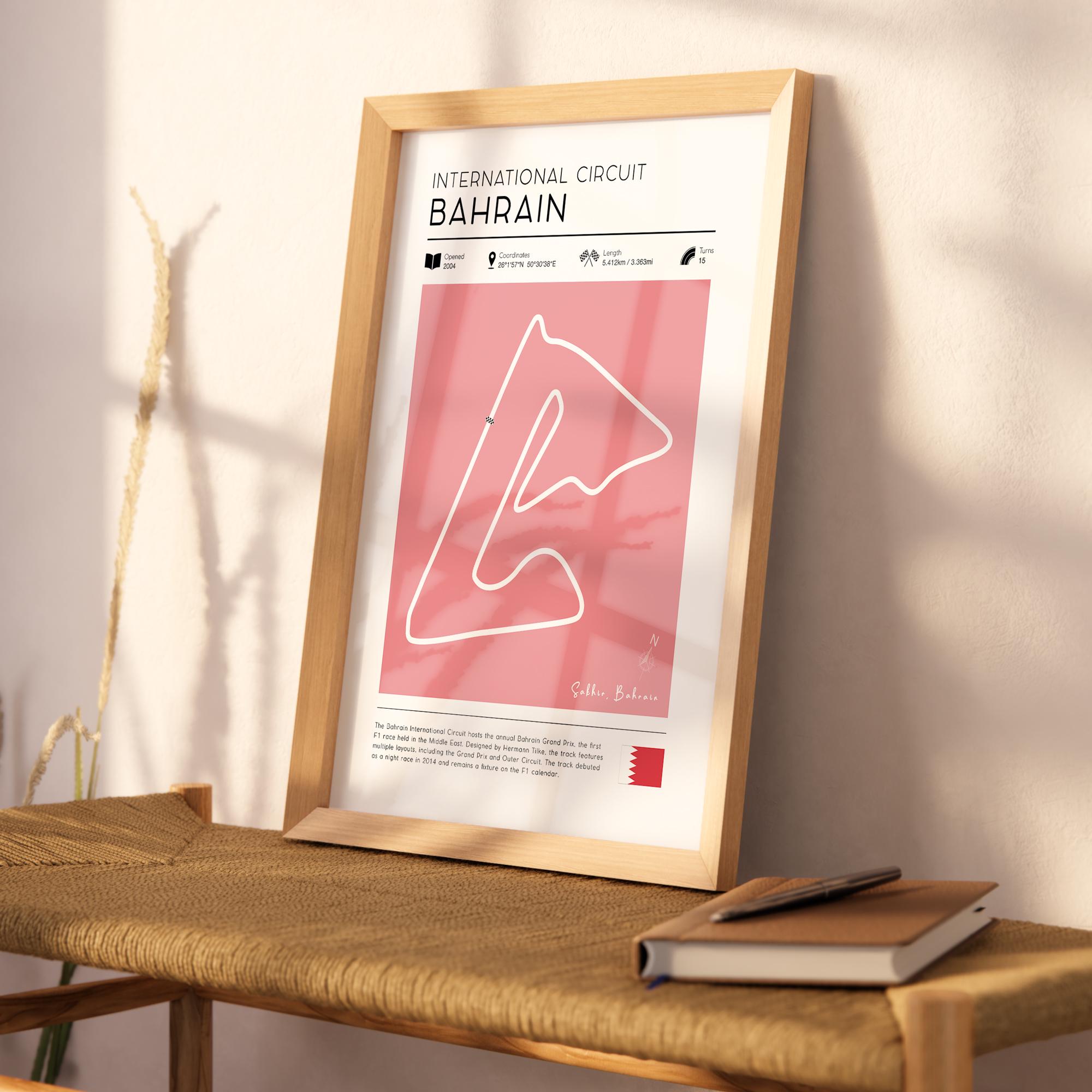 Retro Bahrain Racing Circuit Poster, Vintage Motorsport Track Printable ...