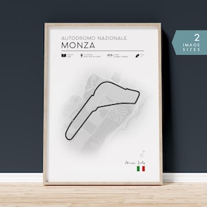 Monza racebaanposter, Italiaanse racebaan muurkunst afdrukbare muurkunst, klassiek motorsportdecor, digitaal cadeau voor racefans en vaders