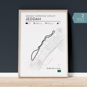 Jeddah F1-trackposter, Grand Prix-circuit van Saoedi-Arabië, afdrukbare formule 1 muurkunst, instant download, decor cadeau Formule 1 motorsport
