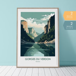 Gorges du Verdon Travel Poster | France Wall Poster | Europe Prints | Colorful Wall Art | Digital Download PRINTABLE Retro Wall Art